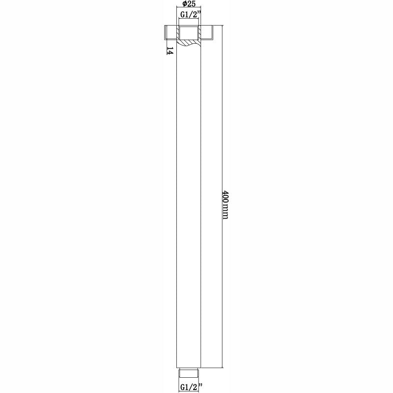 400mm Light Brushed Brass Ceiling Shower Arm