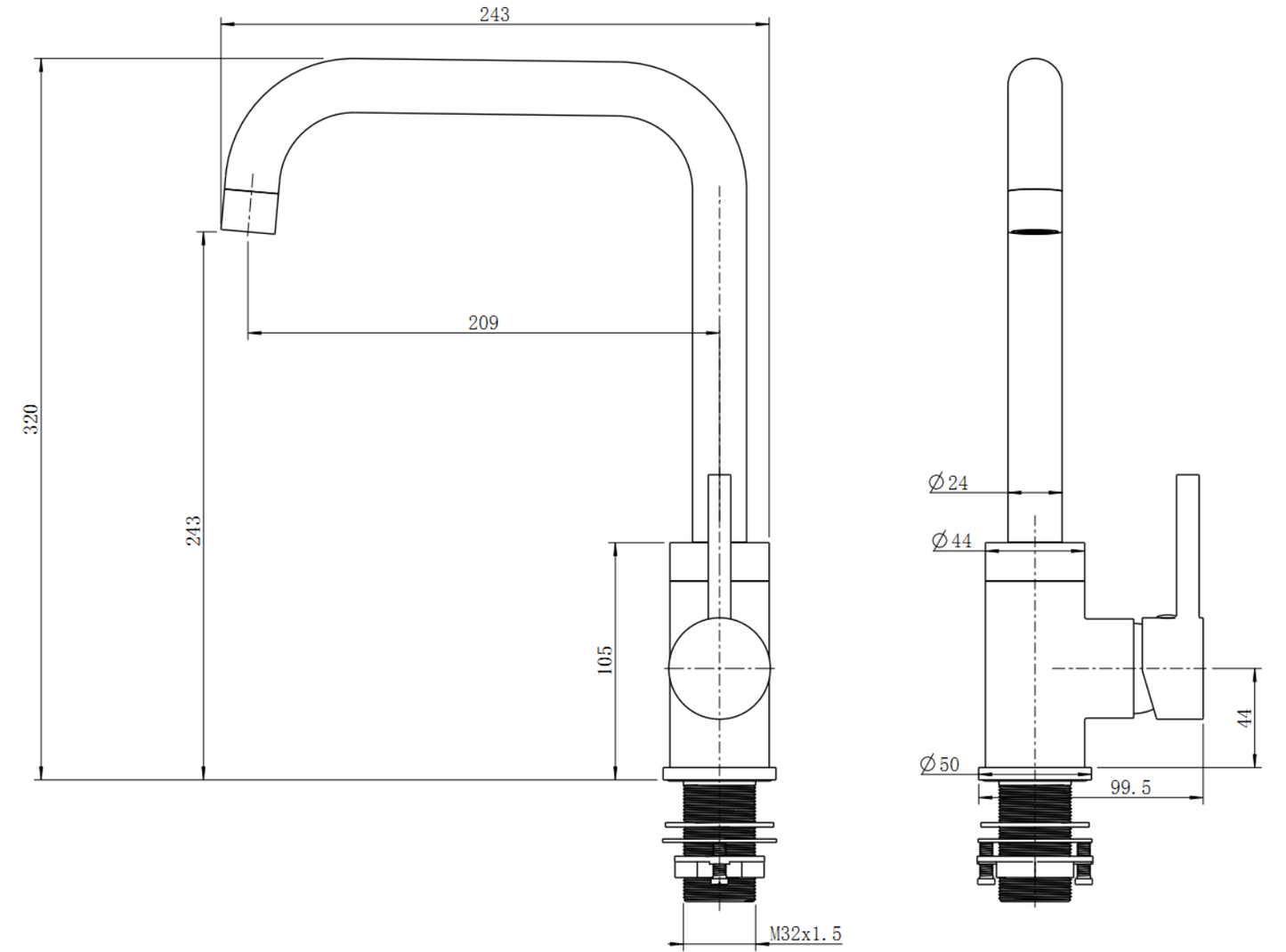 Electroplated Brass Matte Black Swivel Spout Kitchen Mixer Tap