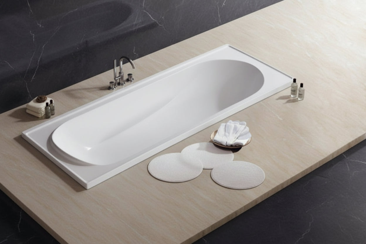 1675 × 735 × 390 (H) Acrylic Inset Bath Acrylic GLOSSY White Bathtub NO Overflow (Copy)