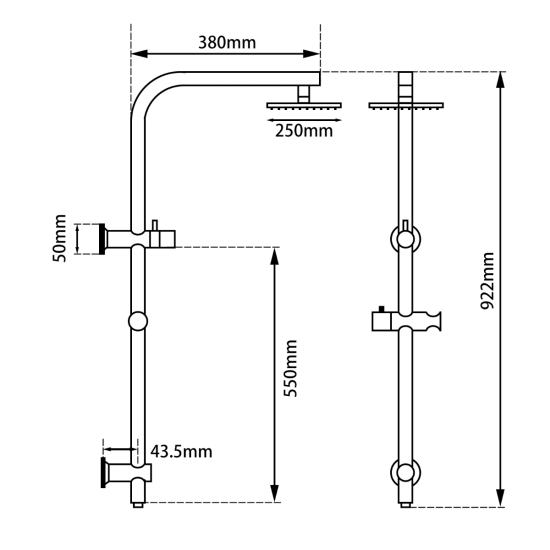 10" Brushed Copper Shower Station
