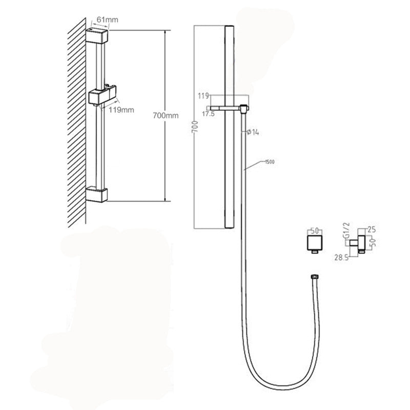 Square Brushed Nickel Handheld Shower Set