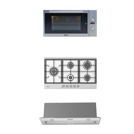 900mm Dilusso Stainless Oven + Gas Cooktop + Concealed Rangehood + Dishwasher Kitchen Appliance Package