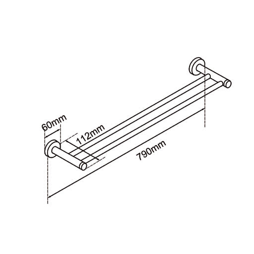 LUCID PIN - Light Brused Brass Cuttable Double Towel Rail