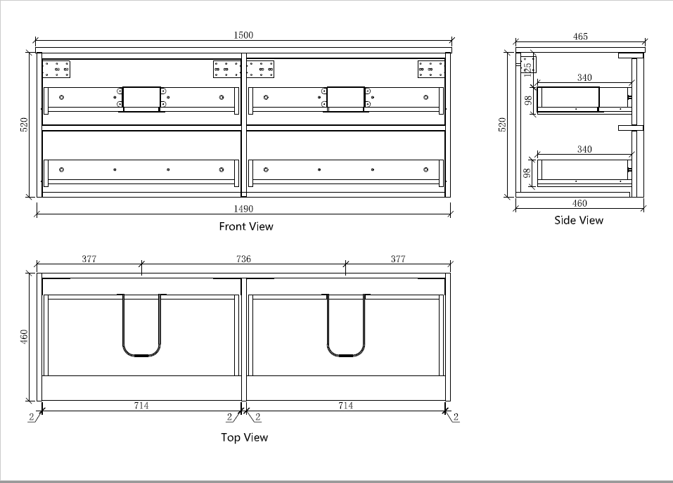 Carysil Fairmont Oak 1500MM Wall Hung Shaker Vanities without Stone Top