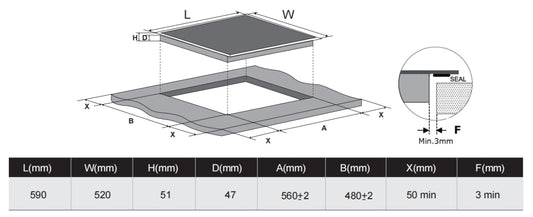 Carysil Built-In Ceramic Hob 60CM