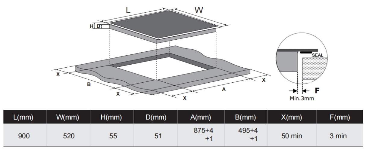 Carysil Built-In Ceramic Hob 90 CM