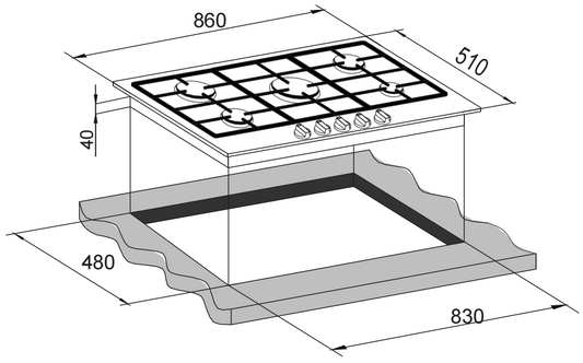 Carysil Built-In Stainless Steel Cooktop 90cm