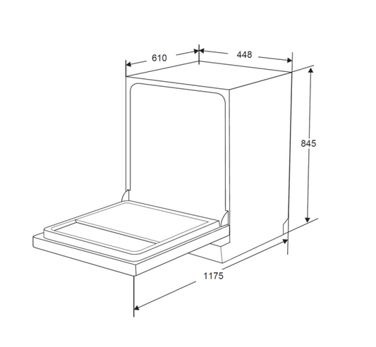 450mm Dilusso Stainless Steel Freestanding 9 Place Settings Dishwasher