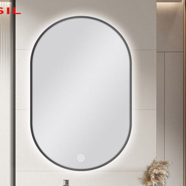 600 X 900MM OVAL SHAPE GUN METAL FRAMED CARYSIL LED MIRROR