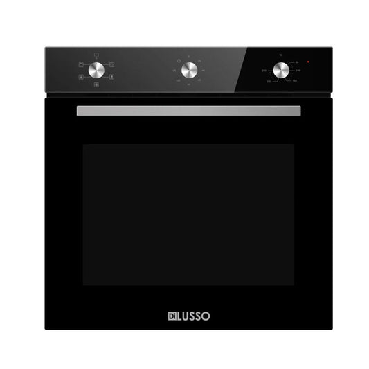 600mm 82L Dilusso Black/Stainless Glass 5 Functions With Mechanical Timer Electric Oven