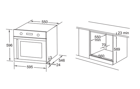 600mm Side Opening Electric 67L Oven Customizable Left or Right Opening Perfect for Limited Mobility Users