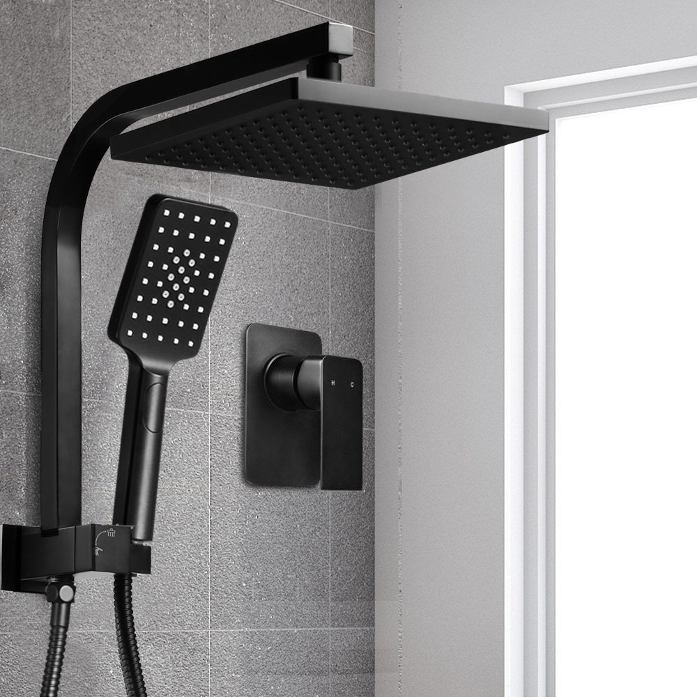 8'' Rain Shower Head Set Handheld Square High Pressure Mixer Tap Black