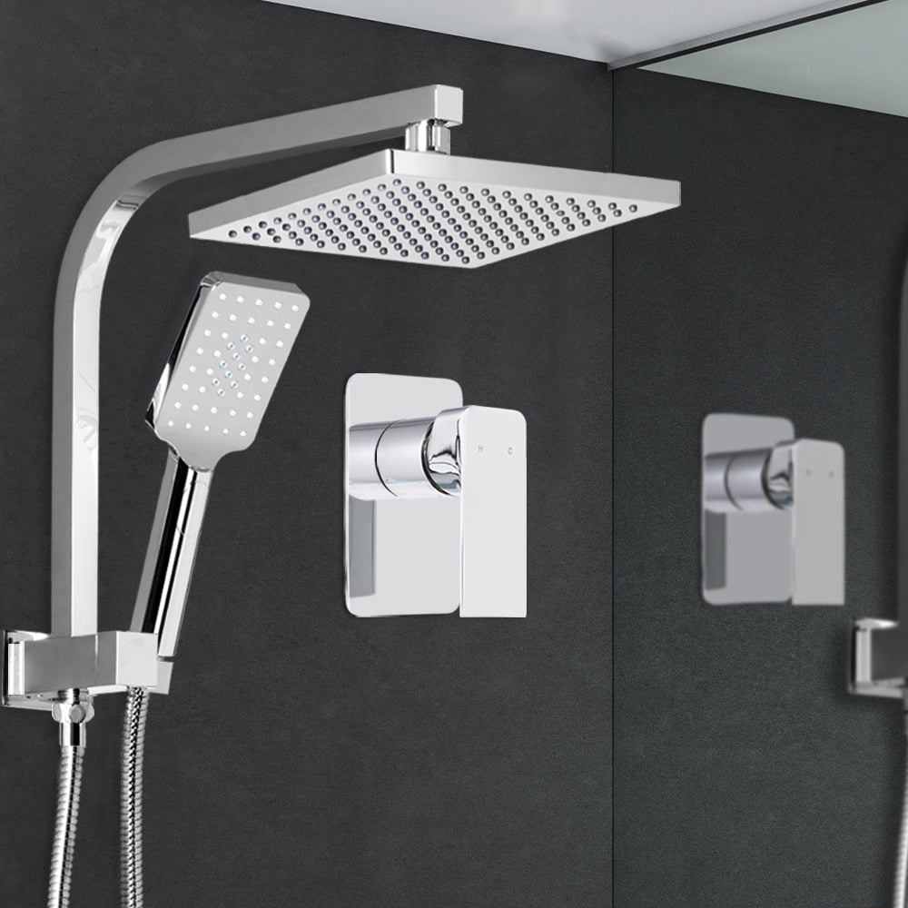 8'' Rain Shower Head Set Handheld Square High Pressure Mixer Tap Chrome