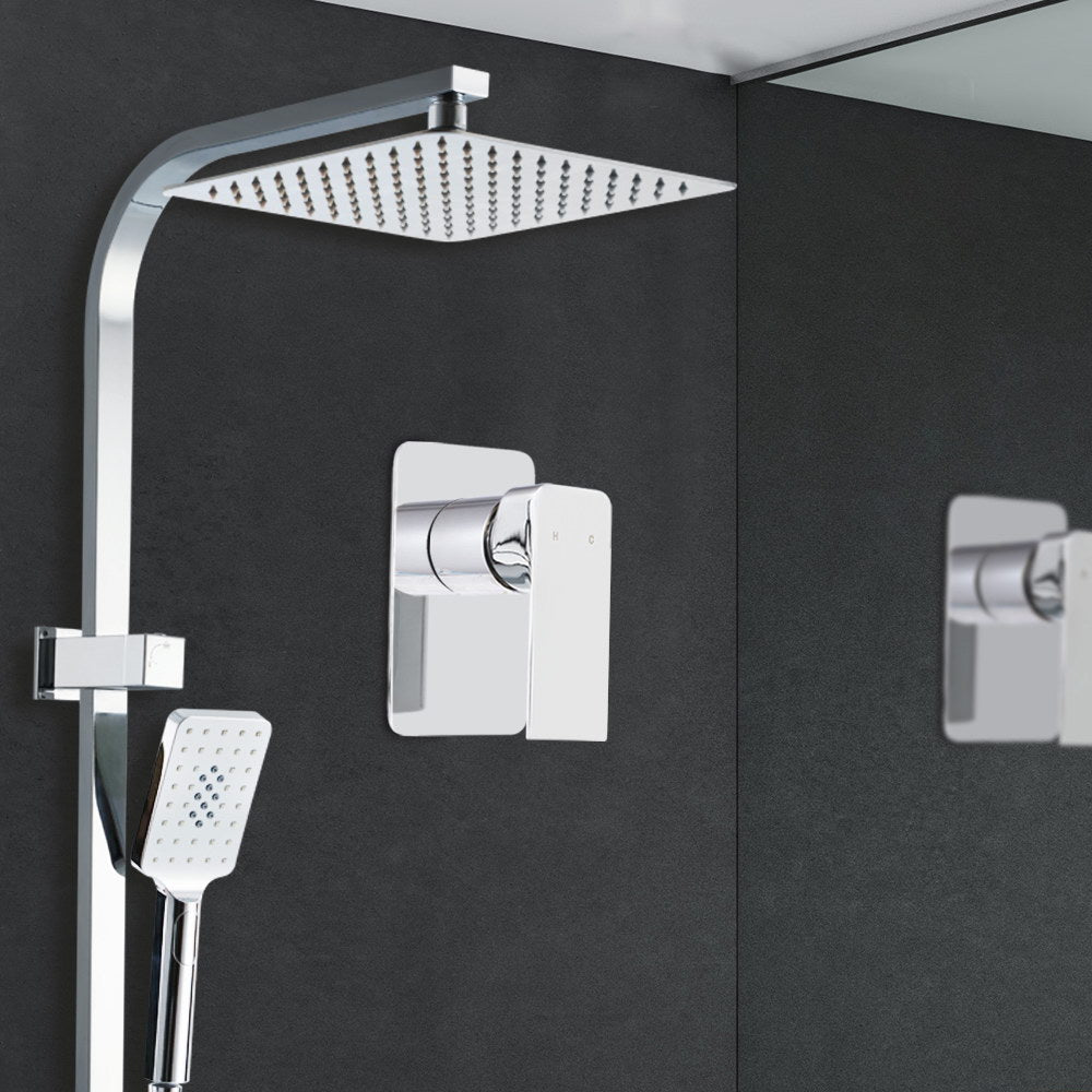 10'' Rain Shower Head Set Handheld Square High Pressure Mixer Tap Chrome