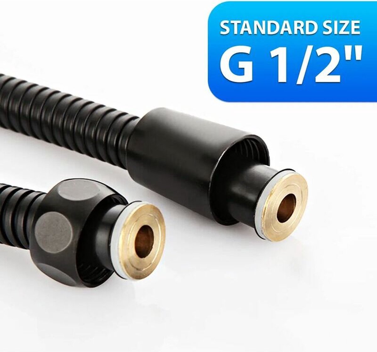 Shower hose - Shower hose - 200 cm - Anti-kink - black - Stainless steel - steel & copper - Bathroom Accessories - Water hose Shower - Home accessories - shower hoses - Flexible - Universal G1/2"