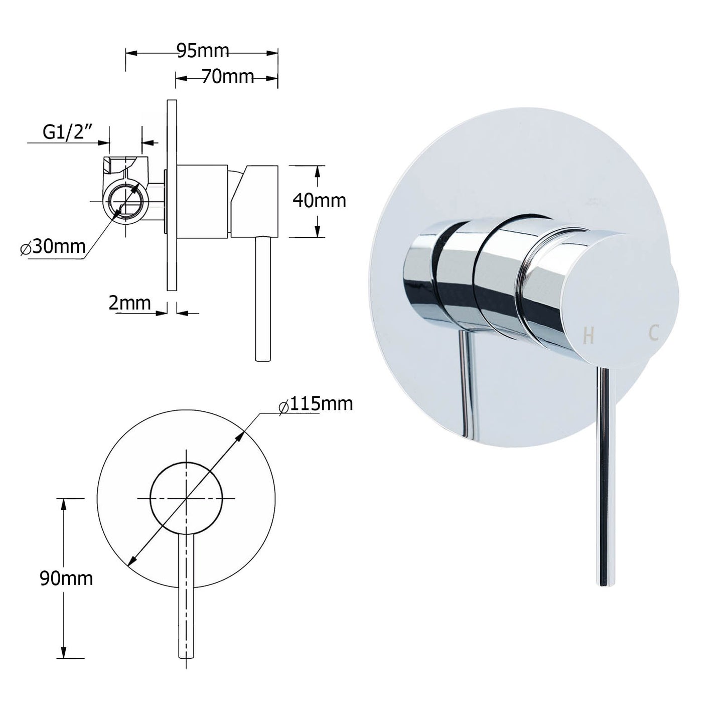 WELS Chrome Dual 8" Slim Rain Shower 5 Modes Rose Mixer Valve Sliding Rail Set + Mixer