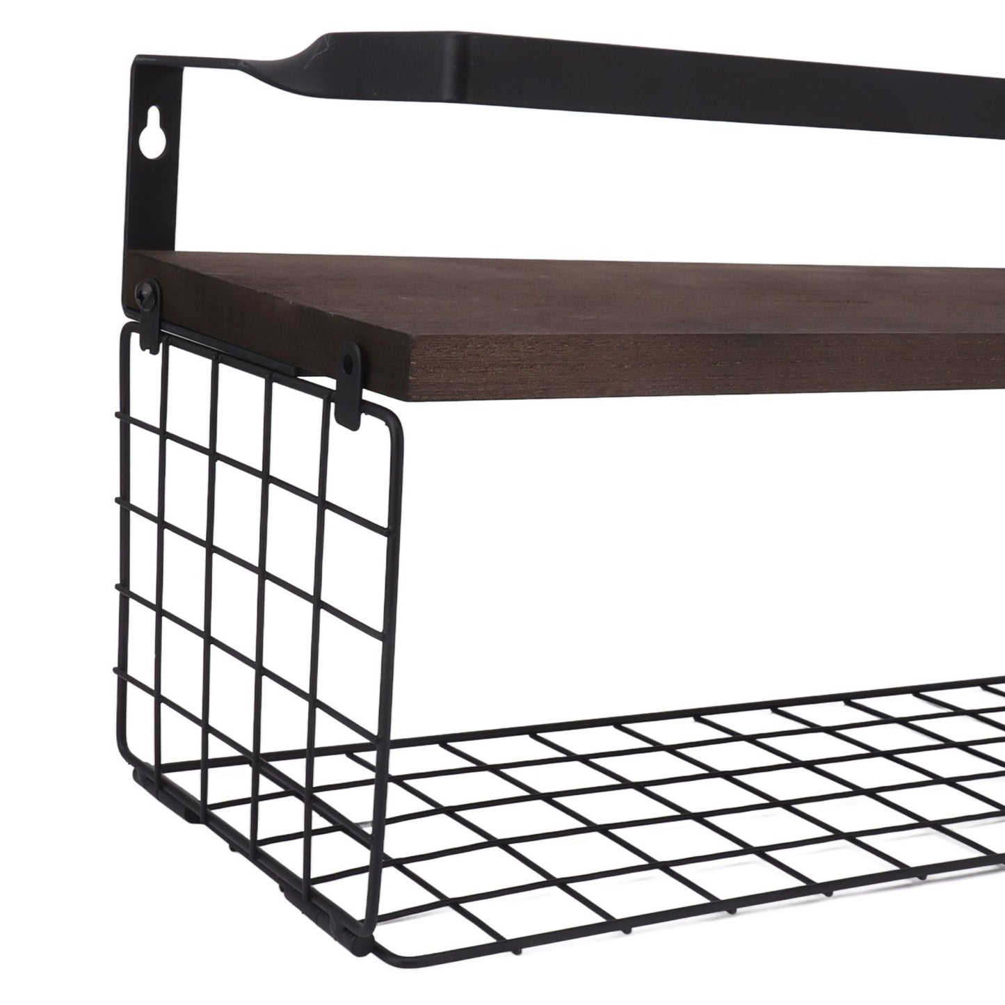 2 Set Wall Mounted Storage Shelves Bathroom Metal Wire Rustic Floating Shelf for Kitchen Office