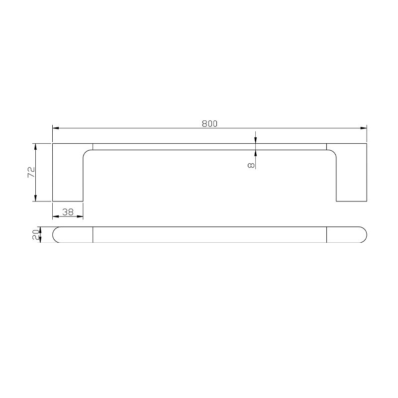 VOG - 800mm Light Brushed Brass Single Towel Rail