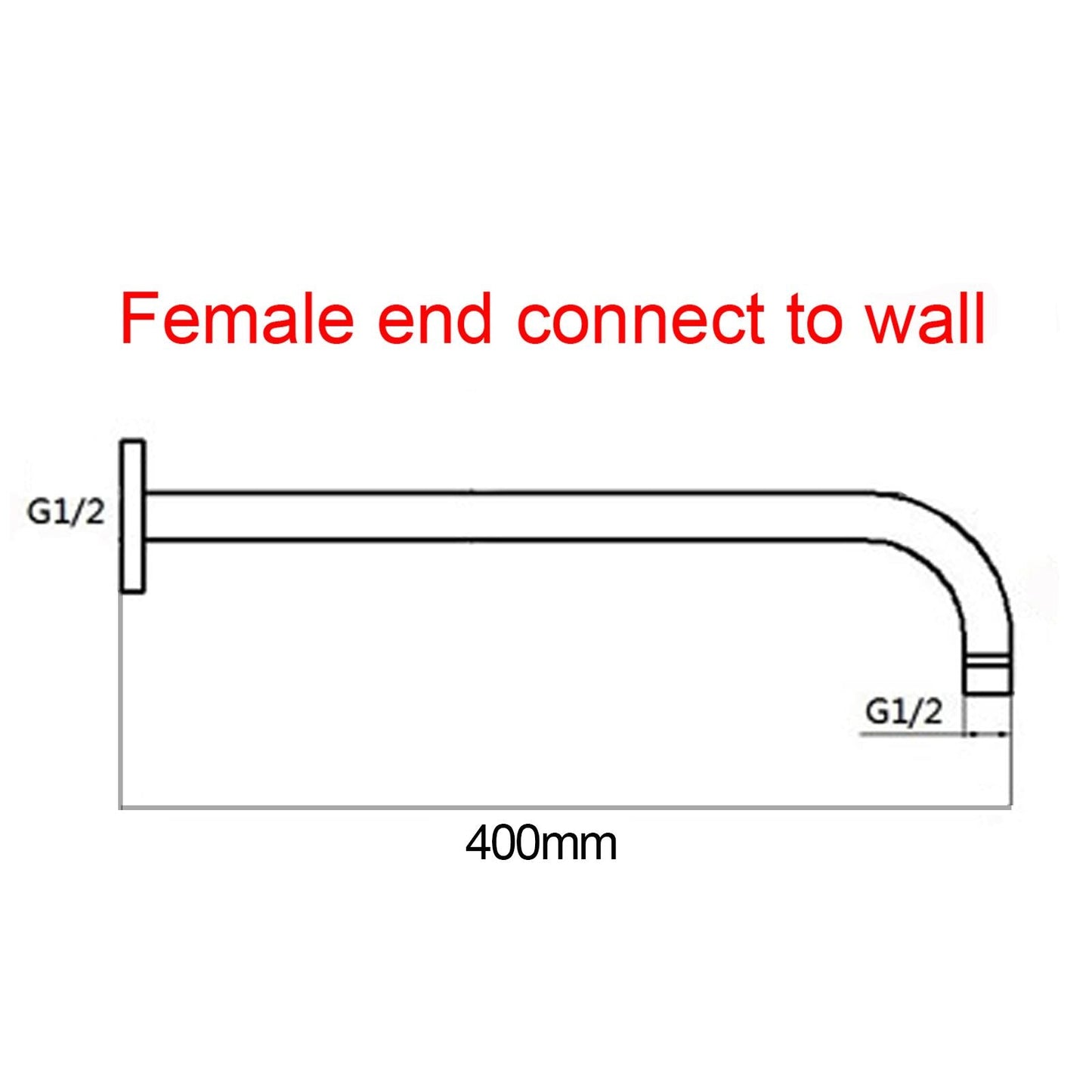 400mm Light Brushed Brass Wall Shower Arm