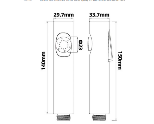 Round Black ABS Toilet Bidet Spray Kit with Stainless Steel Hose
