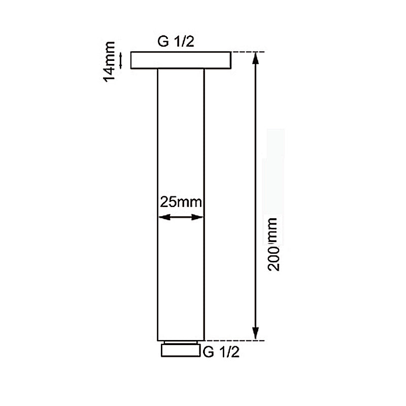 200mm Light Brushed Brass Ceiling Shower Arm
