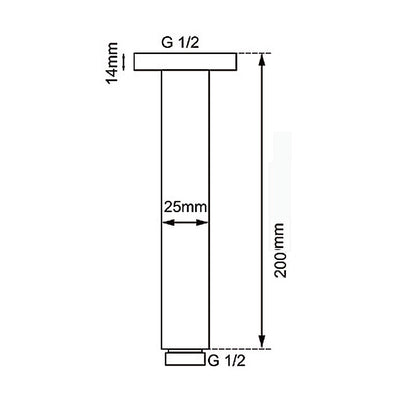 200mm Light Brushed Brass Ceiling Shower Arm