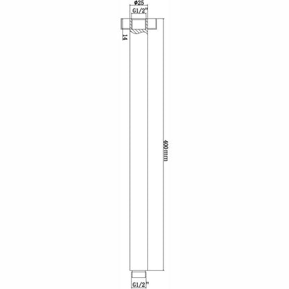 400mm Light Brushed Brass Ceiling Shower Arm
