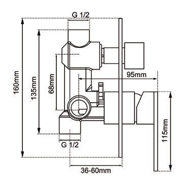 LUCID PIN Series Brushed Nickel Diverter Mixer BU0125-2.ST Trim Kit (match CLPD)