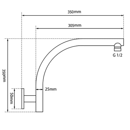 Round Chrome Swivel Wall Mounted Shower Arm