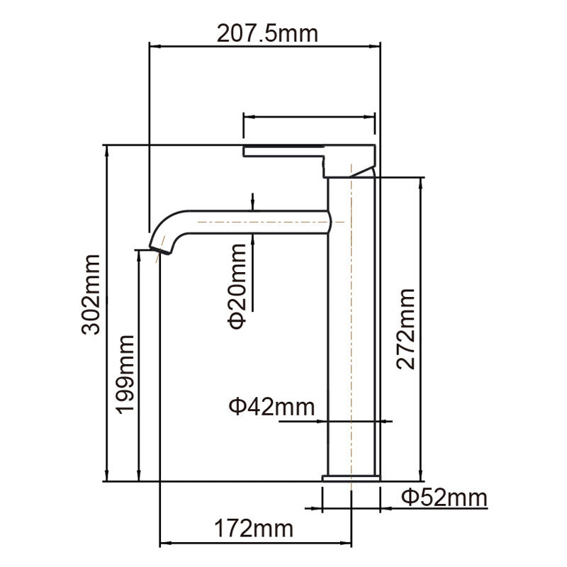 LUCID PIN Series Round Brushed Copper Tall Basin Mixer