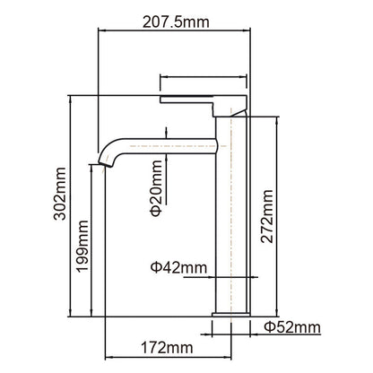 LUCID PIN Series Round Brushed Copper Tall Basin Mixer
