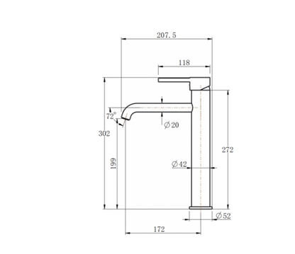 LUCID PIN Series Round Black Tall Basin Mixer