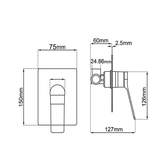 RUSHY Series Black Wall Mixer Trim Kit (match CLPM)