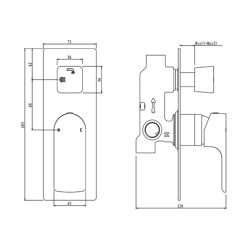 VOG Series Brushed Brass Diverter Mixer Trim Kit (match CLPD)