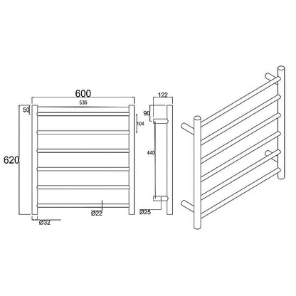 Brushed Brass Round Electric Heated Towel Rack 6 Bars (Copy)
