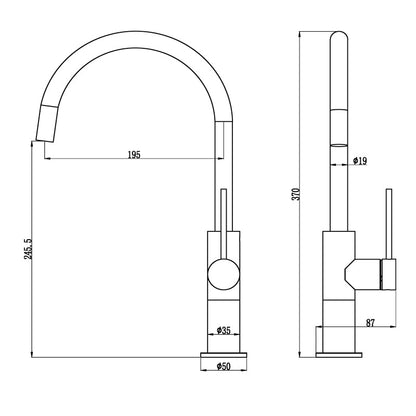 Black Standard Kitchen Mixer