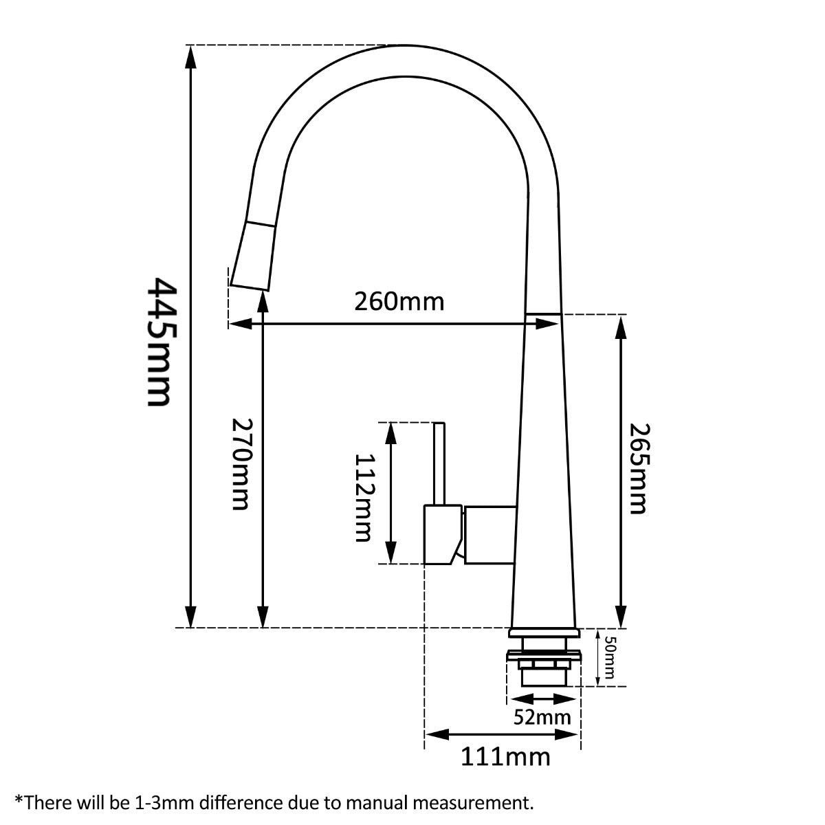 Round Chrome Pull Out Kitchen Sink Mixer Tap