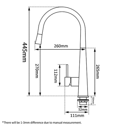 Round Chrome Pull Out Kitchen Sink Mixer Tap
