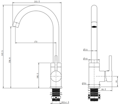 Round Brushed Nickel Kitchen Sink Mixer Tap