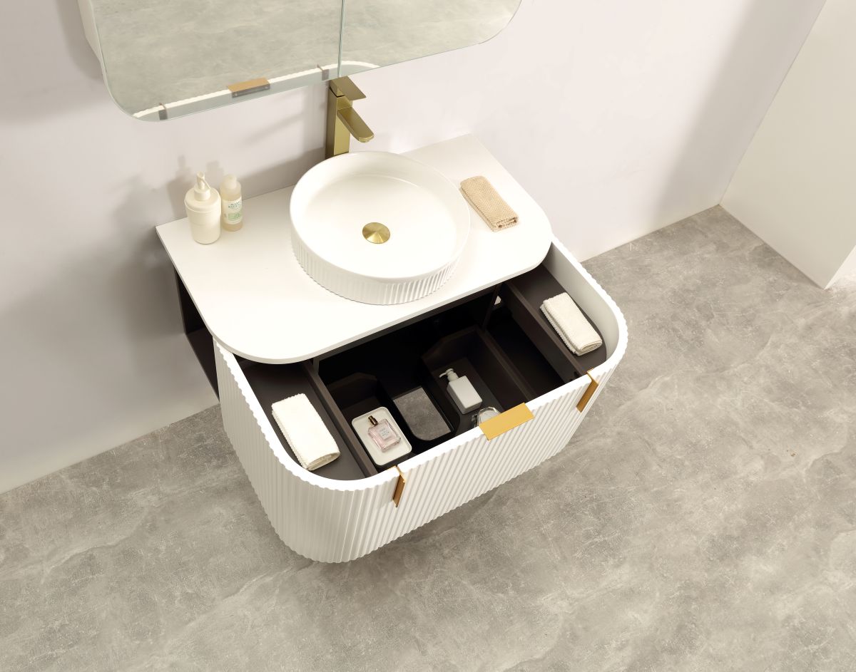 Navona 900MM Wall Hung Forma Series White Side Drawer Vanities