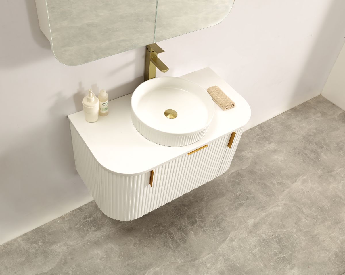 Navona 900MM Wall Hung Forma Series White Side Drawer Vanities