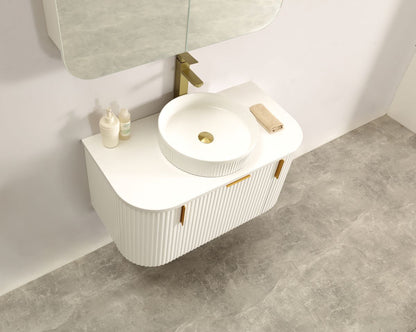Navona 900MM Wall Hung Forma Series White Side Drawer Vanities