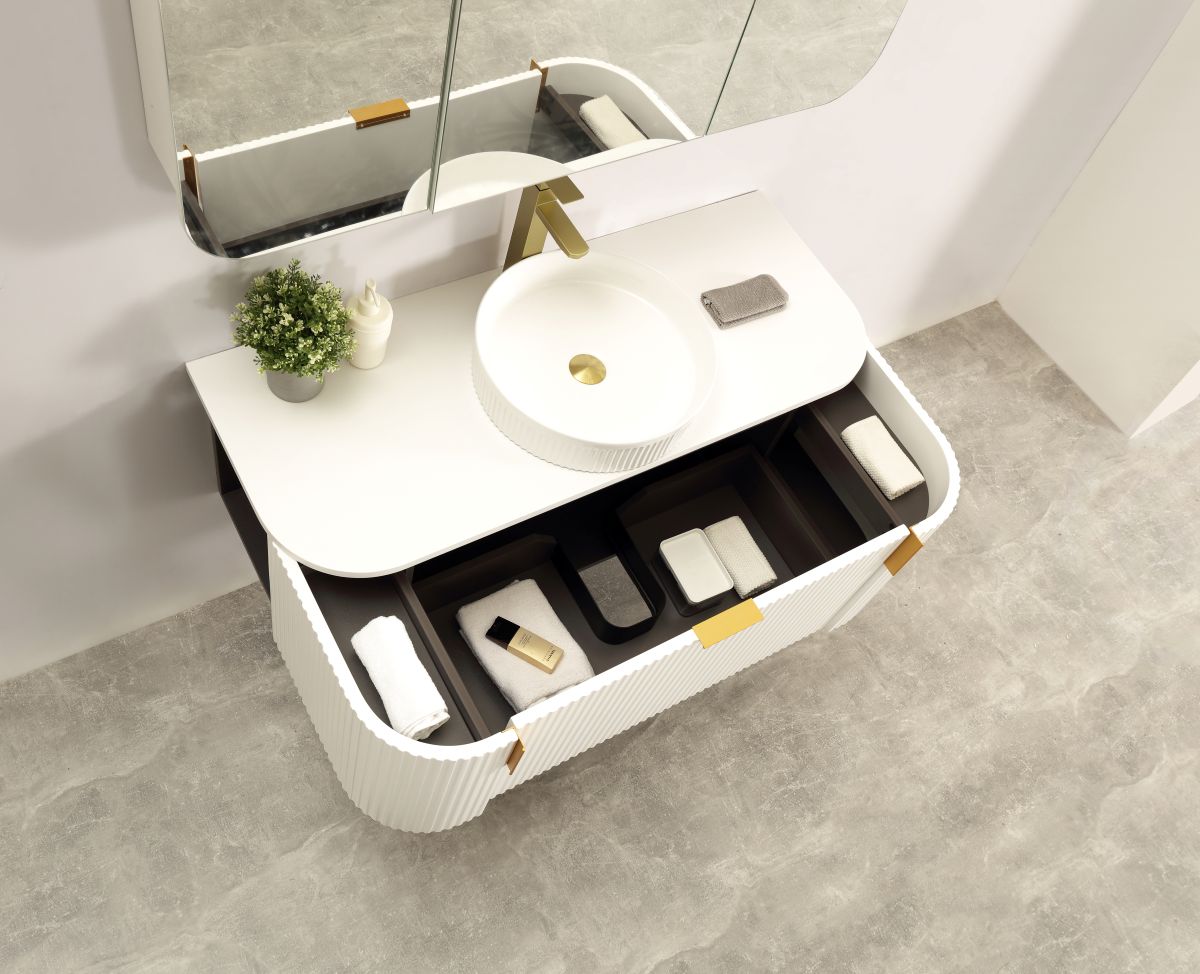 Navona 1200MM Wall Hung Forma Series White Side Drawer Vanities