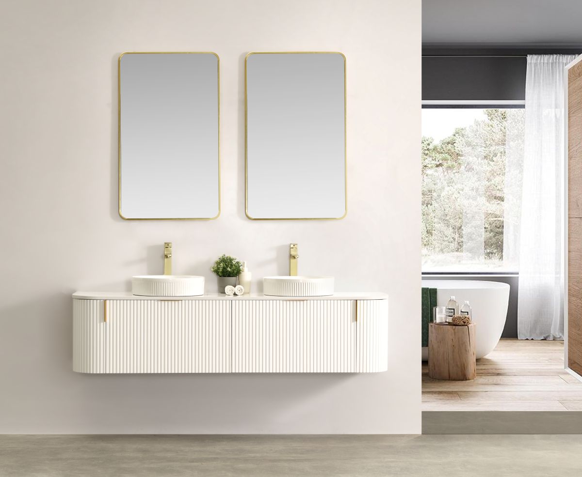 Navona 1800MM Wall Hung Forma Series White Side Drawer Vanities