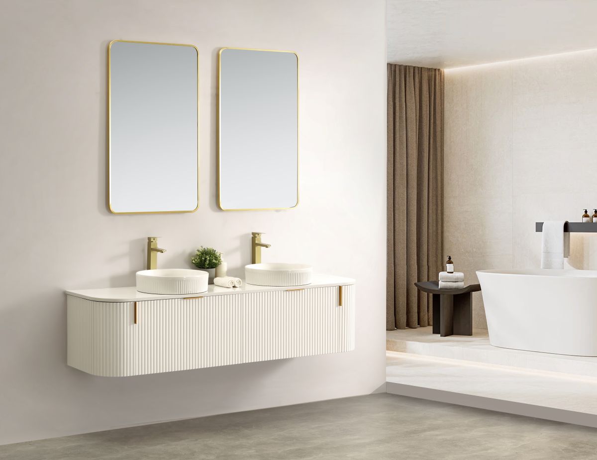 Navona 1800MM Wall Hung Forma Series White Side Drawer Vanities