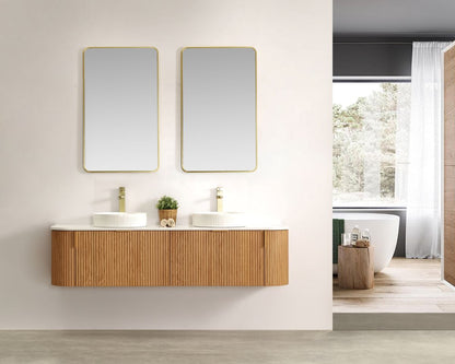 Navona 1800MM Wall Hung Forma Series Walnut Side Drawer Vanities