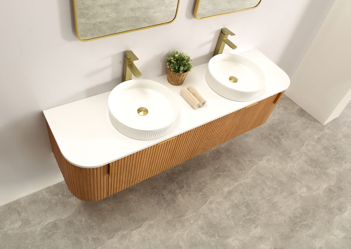 Navona 1800MM Wall Hung Forma Series Walnut Side Drawer Vanities