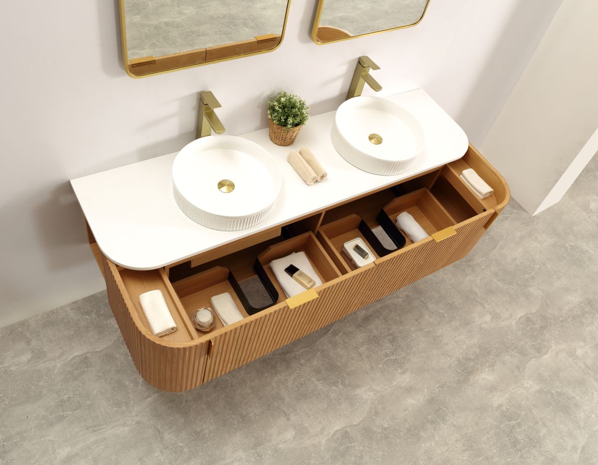 Navona 1800MM Wall Hung Forma Series Walnut Side Drawer Vanities