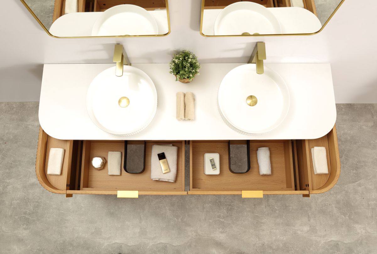 Navona 1800MM Wall Hung Forma Series Walnut Side Drawer Vanities