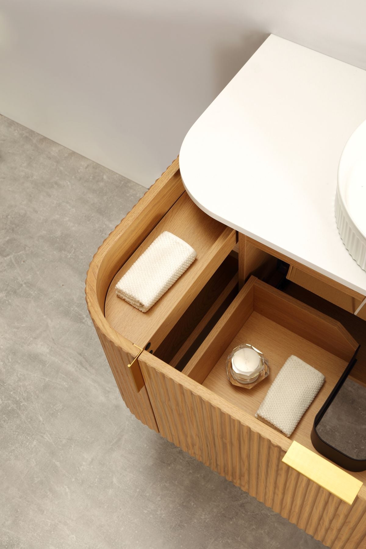Navona 1800MM Wall Hung Forma Series Walnut Side Drawer Vanities
